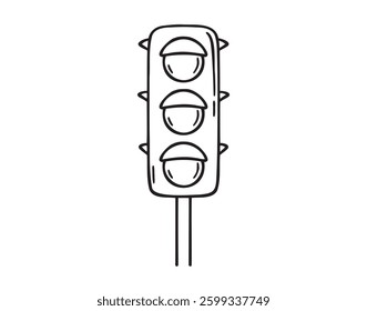 traffic lights doodle hand drawn icon. Outline drawing traffic lights line clipart symbol. Vector illustration