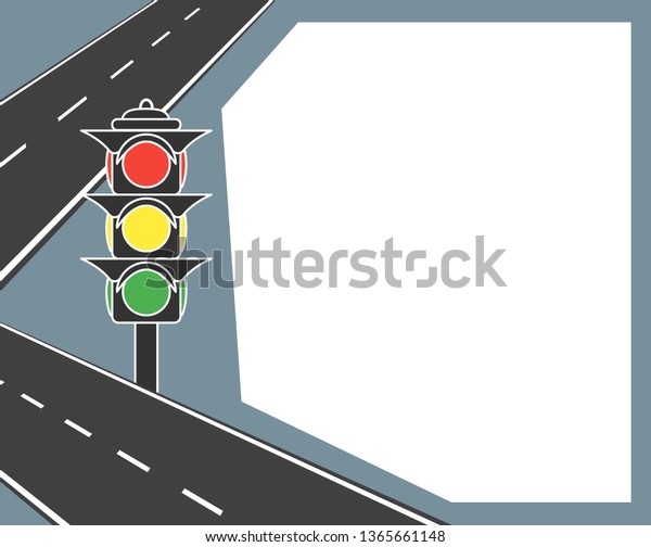 Traffic lights, with elements of the road and\
the dividing strip, markings. Vector illustration with space for\
text, banner,\
postcard.