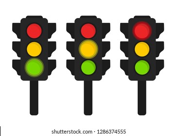 Traffic lights flat vector icon