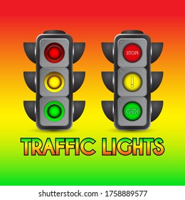 Traffic Lights Ful Color With Text Code Color Illustration 