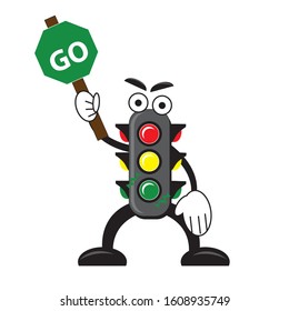 
Traffic lights. Green light is on. Follow the road rules. Rules for pedestrians. Vector illustration. Isolated against a white background