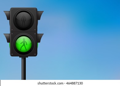 Traffic lights. Green for pedestrians. Vector illustration