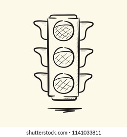 Traffic lights. Hand drawn vector illustration.