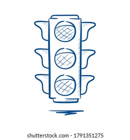 Traffic lights. Hand drawn vector illustration.