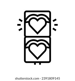 vector de icono de línea de corazón de semáforo. señal cardíaca de los semáforos. símbolo de contorno aislado ilustración negra