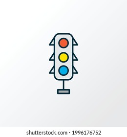 Traffic lights icon colored line symbol. Premium quality isolated stoplight element in trendy style.