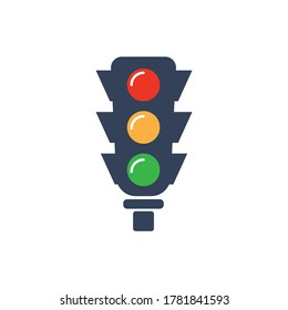 Symbol für Verkehrsampeln einzeln auf weißem Hintergrund
