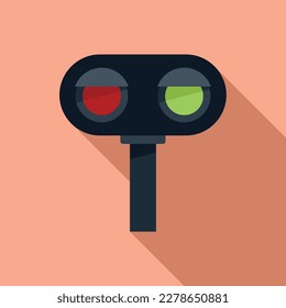 Traffic lights icon flat vector. Train road. Safety gate