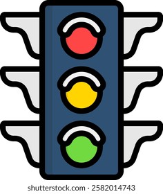 Traffic Lights Icon Lineal Color Vector Illustration