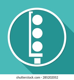 Traffic lights icon on white circle with a long shadow
