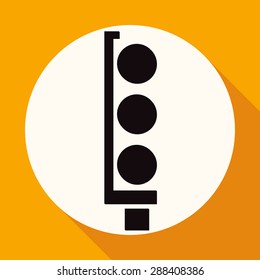 Traffic lights icon on white circle with a long shadow
