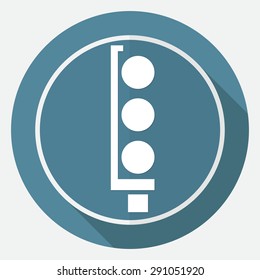 Traffic lights icon on white circle with a long shadow