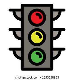 Traffic lights icon. Outline traffic lights vector icon for web design isolated on white background