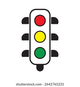 Ícone de semáforos. Sinais de Alerta. Pare no símbolo da estrada. Símbolos de semáforo de rua. Ícones de regulamento. Preto, amarelo, vermelho, verde. Sinal de vetor isolado.