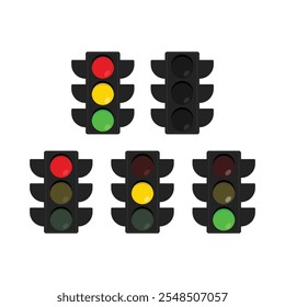 Traffic Lights Icons Set Vector Design.