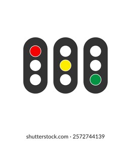 Traffic lights illustrations for any purpose. Isolated object. Green, yellow and red light stoplights. EPS10