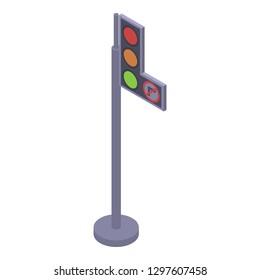 Traffic lights with interdiction arrow icon. Isometric of traffic lights with interdiction arrow vector icon for web design isolated on white background