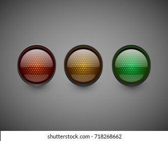 Traffic lights isolated on dark background. Vector illustration