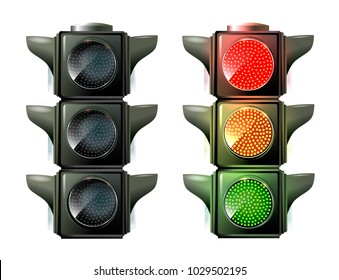 Traffic lights isolated on white photo-realistic vector illustration EPS 10