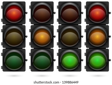 Traffic lights isolated on white background vector template.