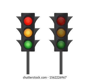 Traffic lights isolated on white background. Vector stock illustration.