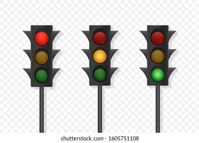 Traffic lights isolated on white background. Vector stock illustration.