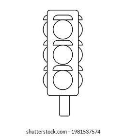 Traffic lights for kids coloring book vector illustration.