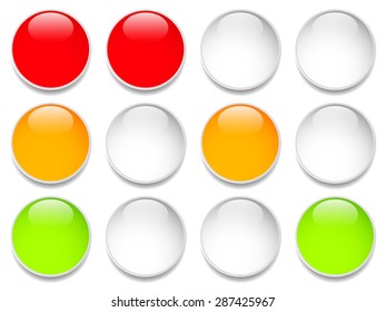 Traffic lights, traffic lamps isolated on white. (Semaphores) Vector.