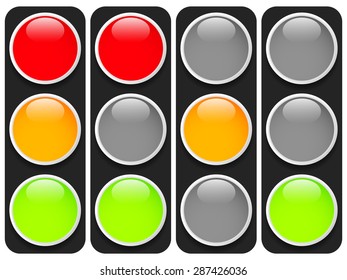 Traffic lights, traffic lamps isolated on white. (Semaphores) Vector.