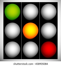 Traffic lights, traffic lamps, semaphore in sequence isolated on white