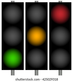 Traffic lights, traffic lamps, semaphors. Simple illustration.