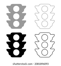 Traffic lights Light signal stoplight regulation transport and pedestrian set icon grey black color vector illustration image simple flat style solid fill outline contour line thin