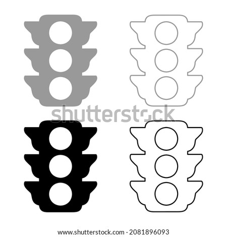 Traffic lights Light signal stoplight regulation transport and pedestrian set icon grey black color vector illustration image simple flat style solid fill outline contour line thin