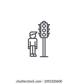 Traffic lights linear icon concept. Traffic lights line vector sign, symbol, illustration.