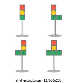 Traffic lights on racks.