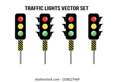 Traffic lights on white background.Traffic lights vector set.
