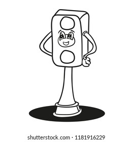 traffic lights outlined vector. Cartoon coloring pages for children