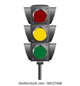 Traffic lights pole isolated over white background
