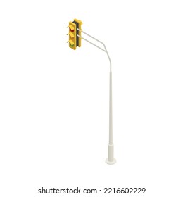 Traffic lights post on white background 3d isometric vector illustration