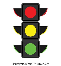 Traffic lights realistic isolated object on white background vector illustration.