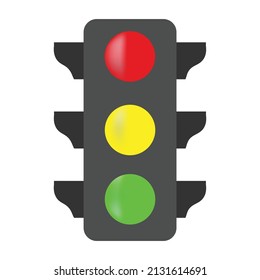 Traffic lights realistic isolated object on white background vector illustration.