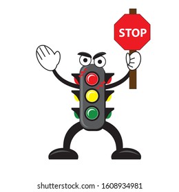 
Traffic lights. Red light is on. Follow the road rules. Rules for pedestrians. Vector illustration. Isolated against a white background