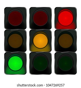 traffic lights, red light, orange light, green light. Vector Illustration