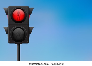 Traffic lights. Red for pedestrians. Vector illustration