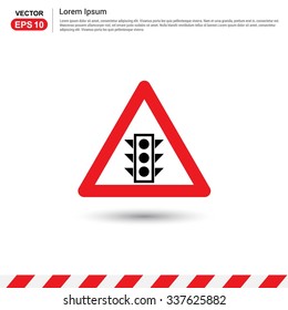 Traffic Lights - Red triangle Traffic sign icon. Vector Safety Sign Icon