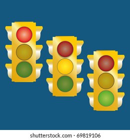 traffic lights and road signs to caution drivers