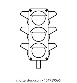 traffic lights semaphore black and white colors isolated flat icon