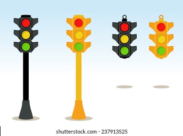 Traffic lights set in floor and hanging