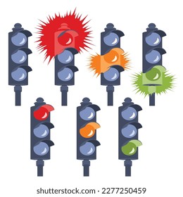 Traffic lights set. Illustration concept template for website, web landing page, banner, presentation, social, poster, promotion or print media.
