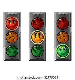 The traffic lights set. Three signals - red, yellow and green.